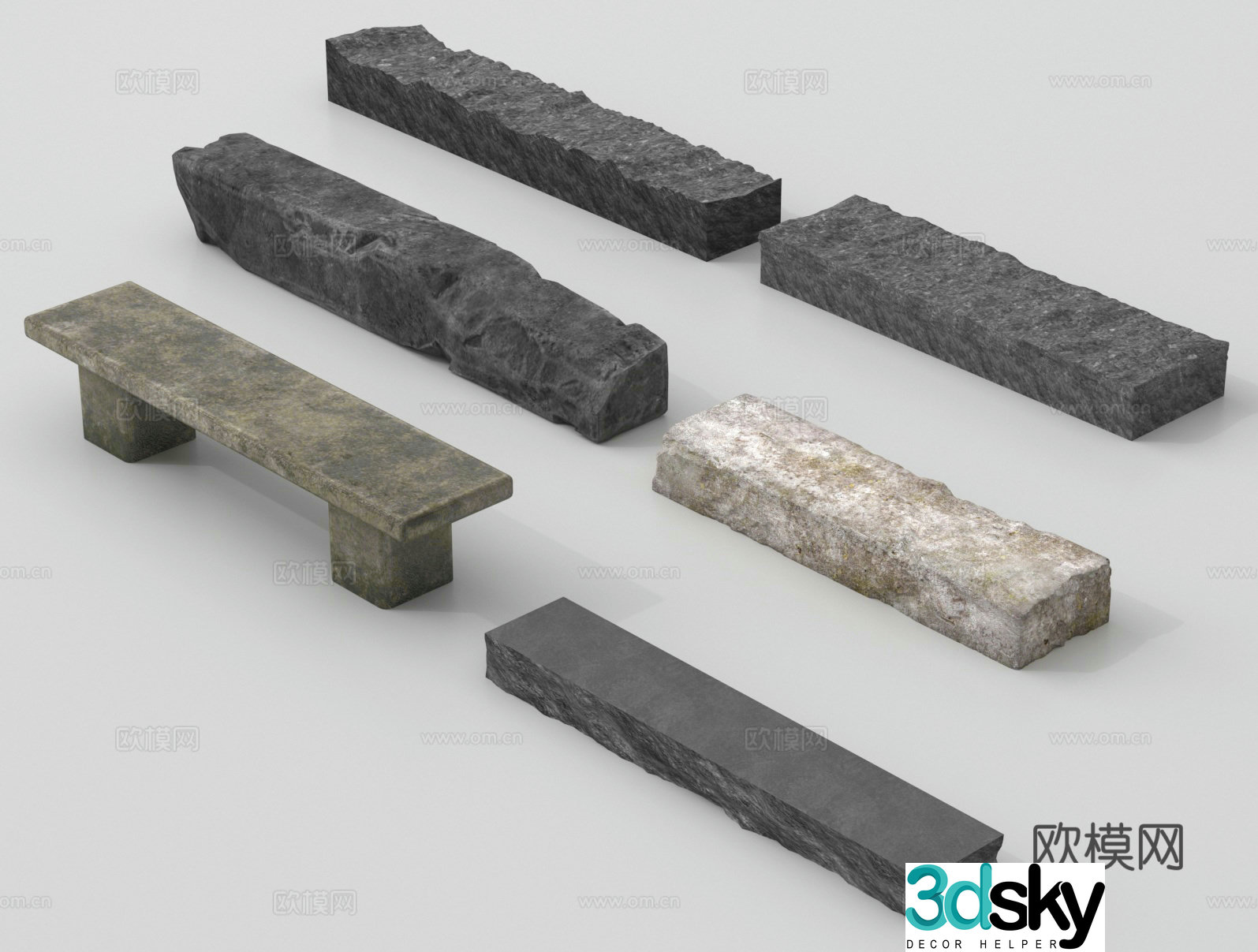 Landscape stone Landscape stone Block stone Stone Stone Stool 3D model