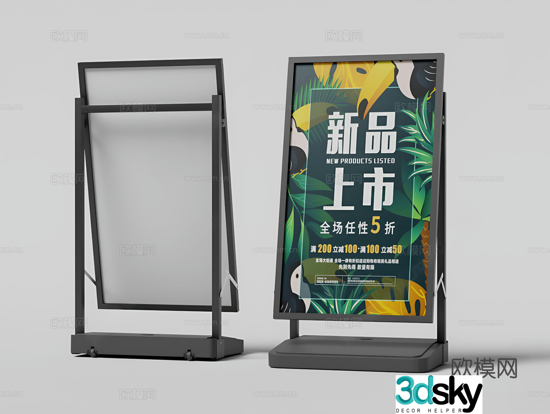 Modern billboard stand display stand poster display stand mockup 3d model