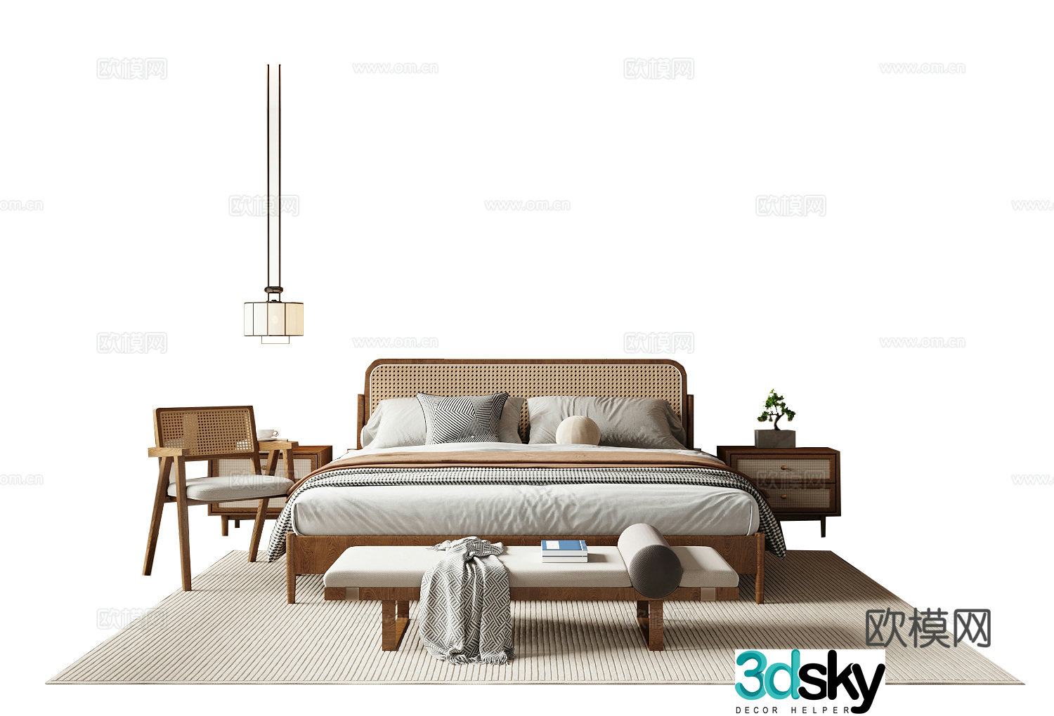 Wasabi Middle Style Double Bed 3D Model