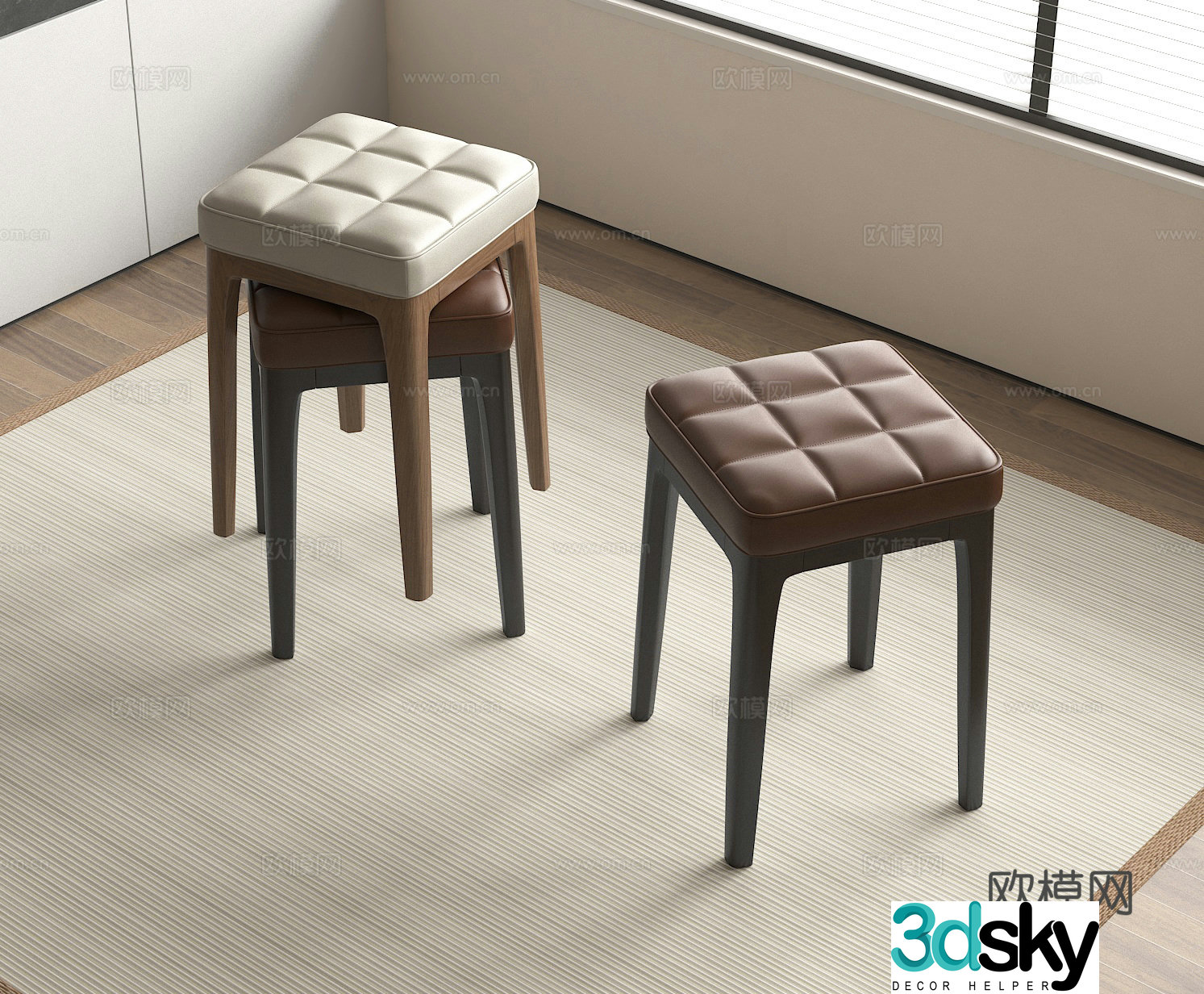 Sofa stool low stool shoe change stool stool 3d model