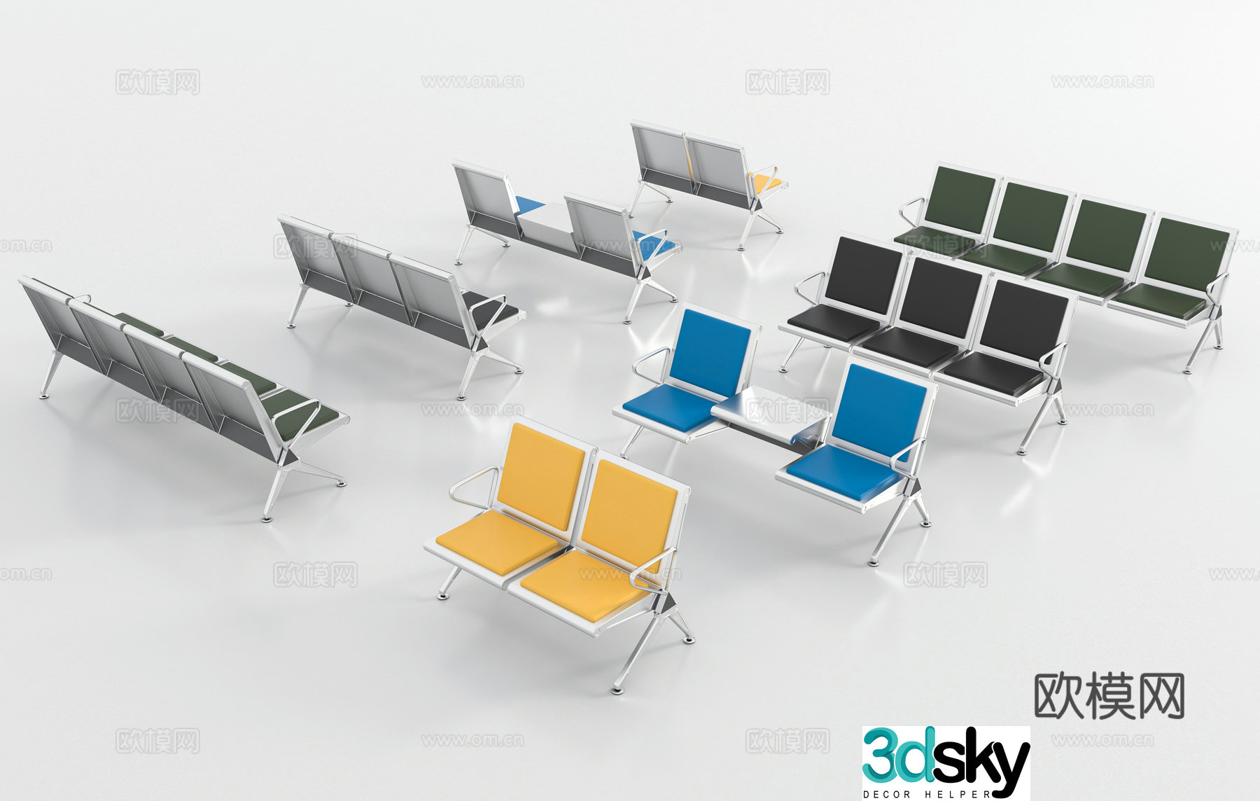 Modern row chair 3D model