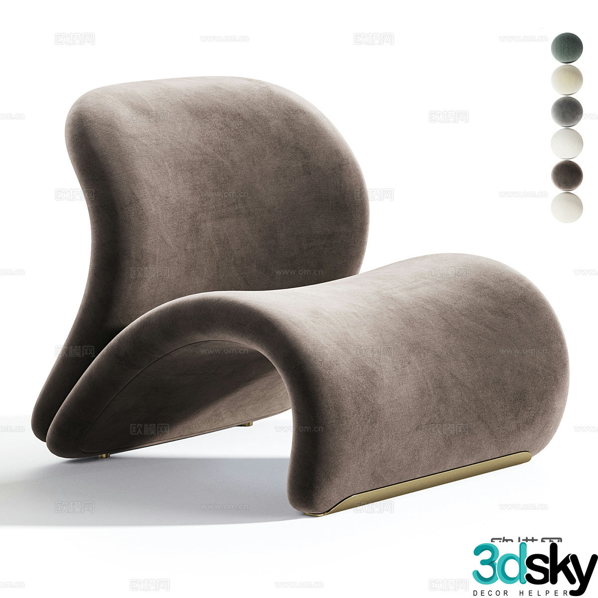 Modern Italian light luxury Tresor armchair 3d model