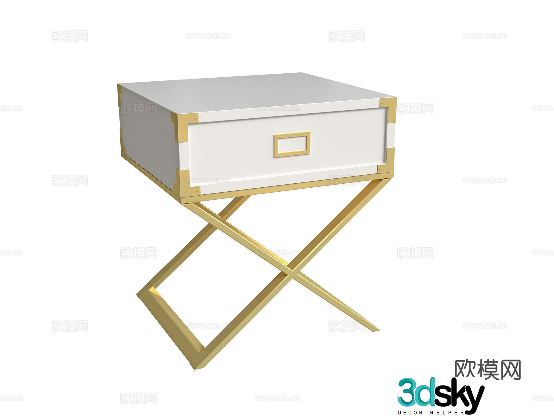 Light luxury bedside table 3D model