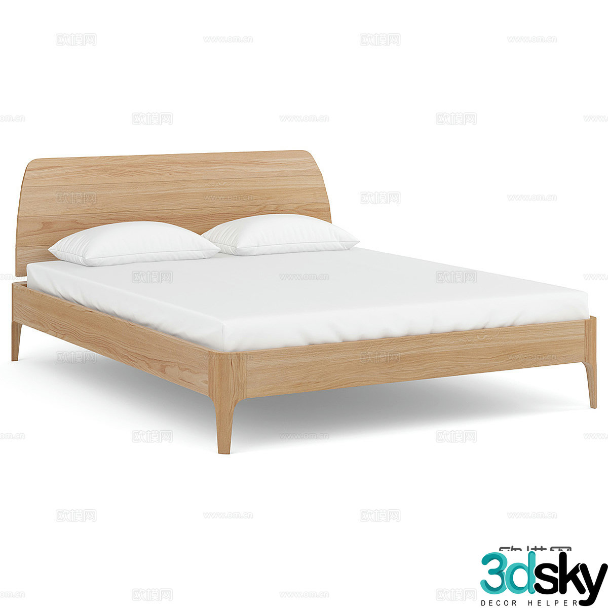 Nordic simple double bed double bed simple bed bedroom bed 3d model