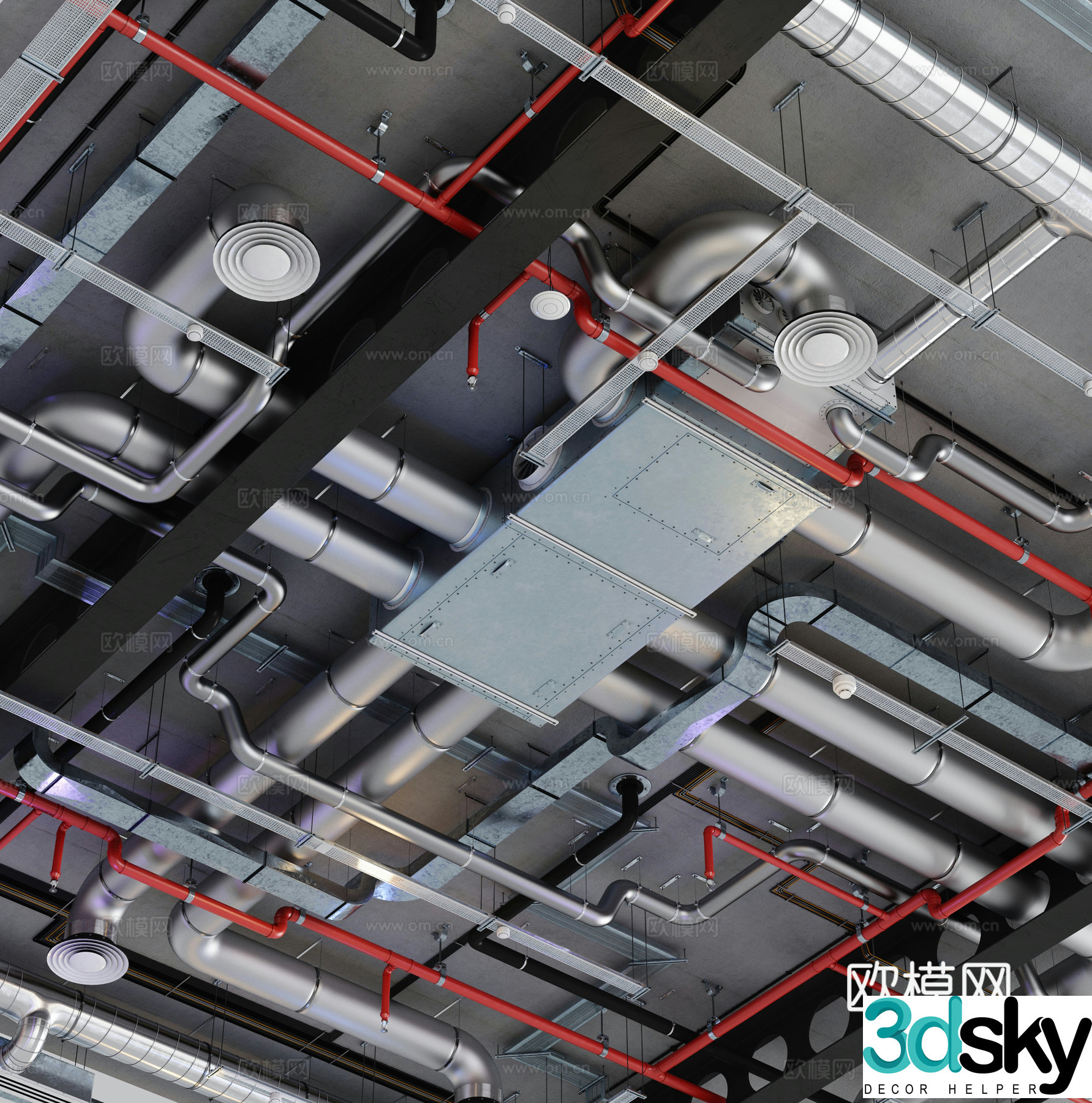 Industrial ventilation duct ventilation duct fire protection facility 3d model