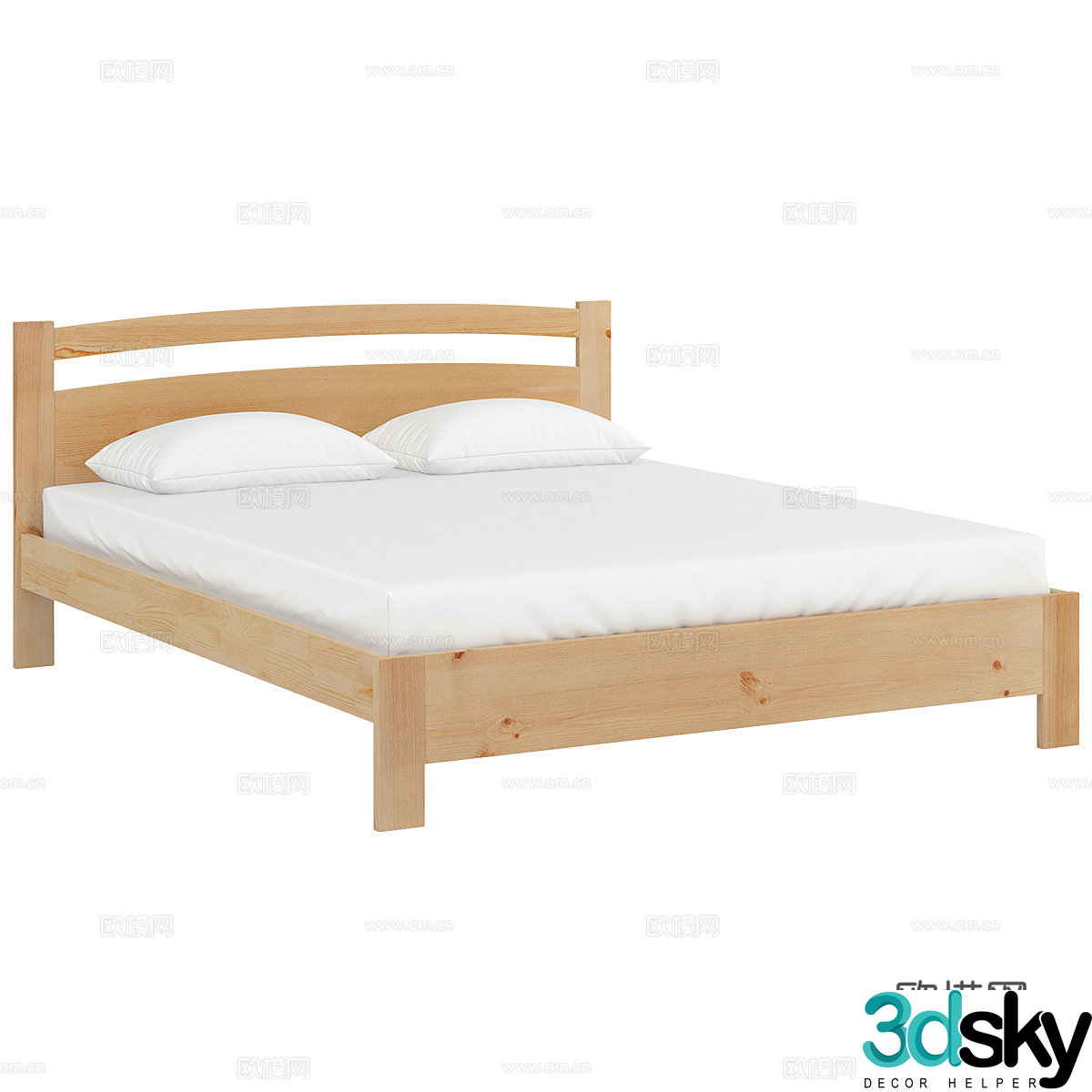 Nordic simple double bed double bed simple bed 3d model