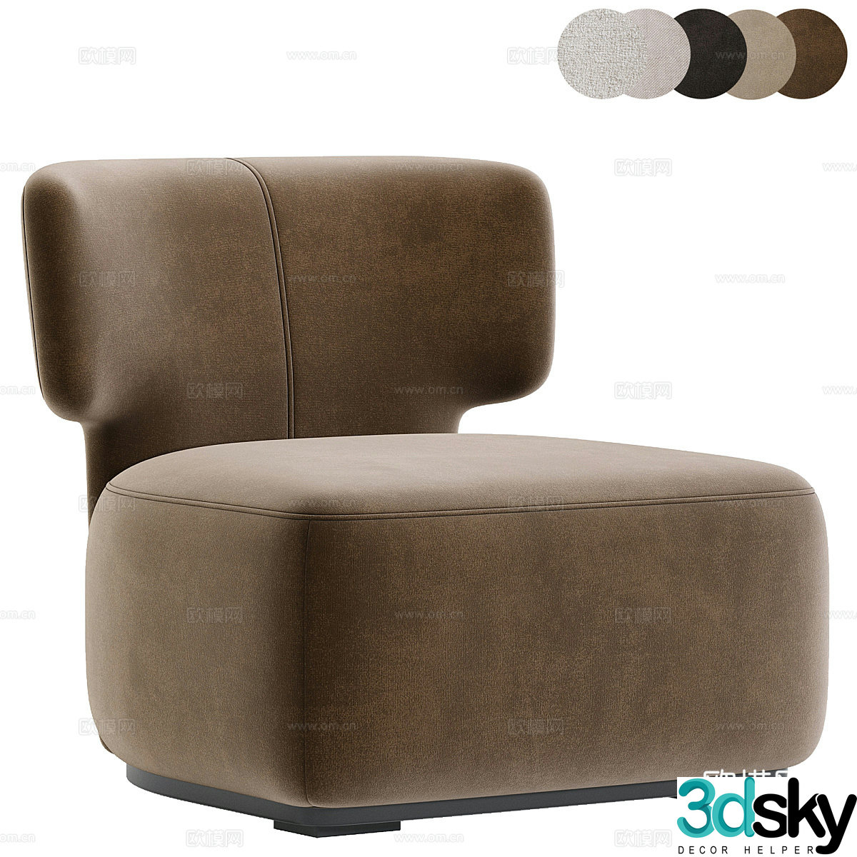 New Chinese style light luxury fabric sofa chair 3D model