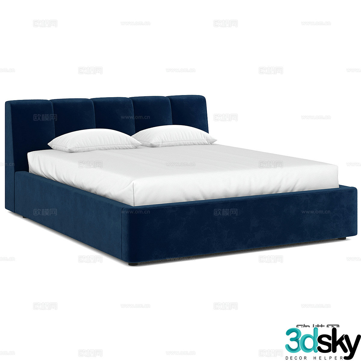 Modern simple double bed Double bed Simple bed Bedroom bed Pillow 3D model