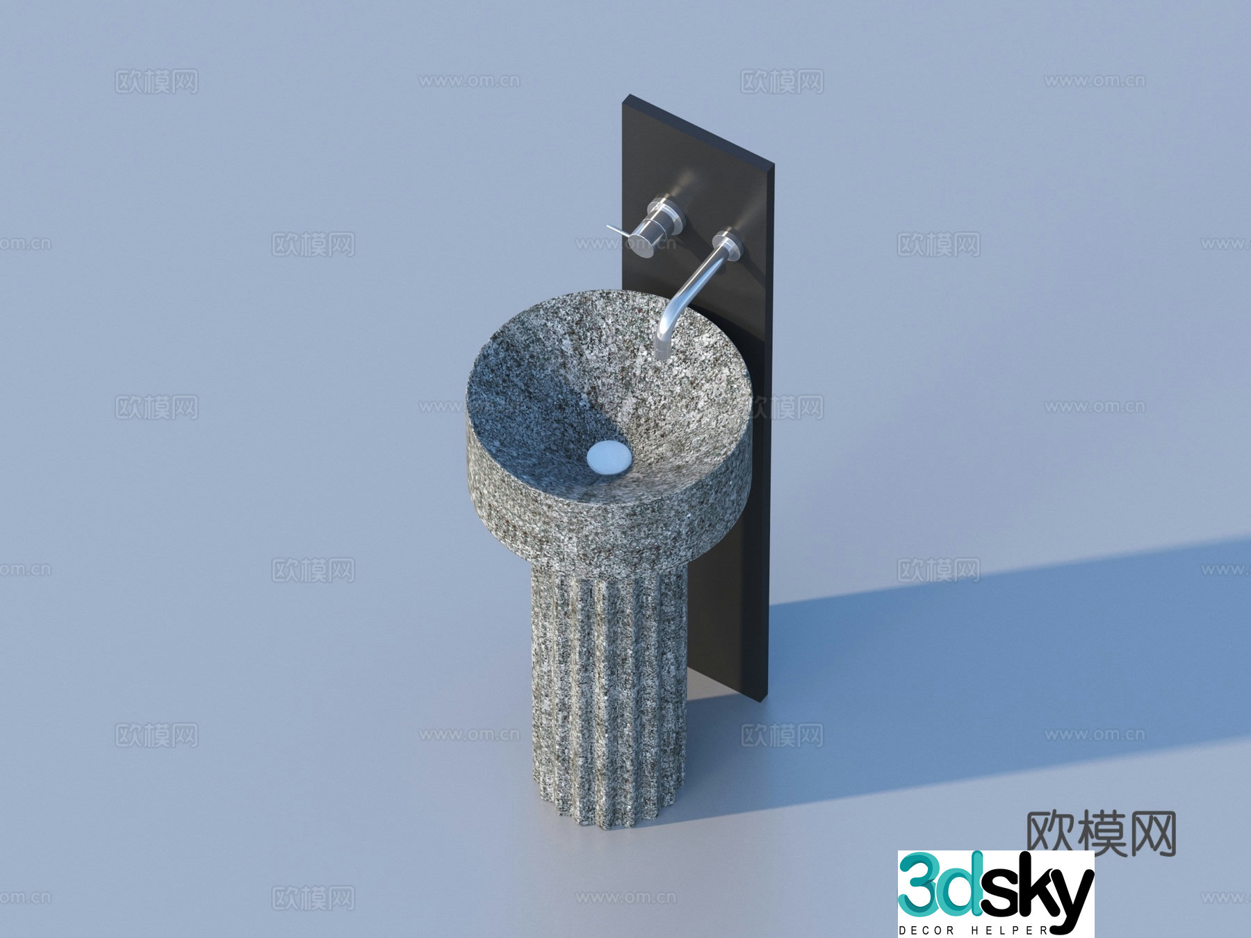 Wash basin washing station stone trough 3D model