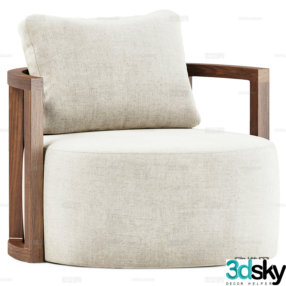 New Chinese style fabric sofa chair 3D model