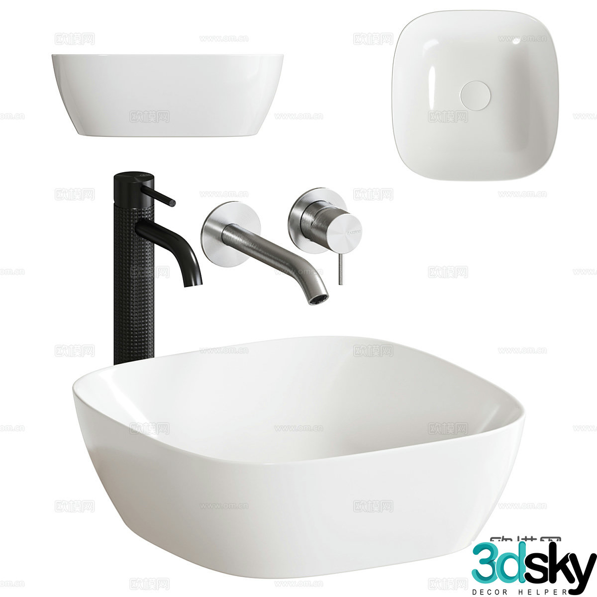 Modern ceramic washbasin 3d model