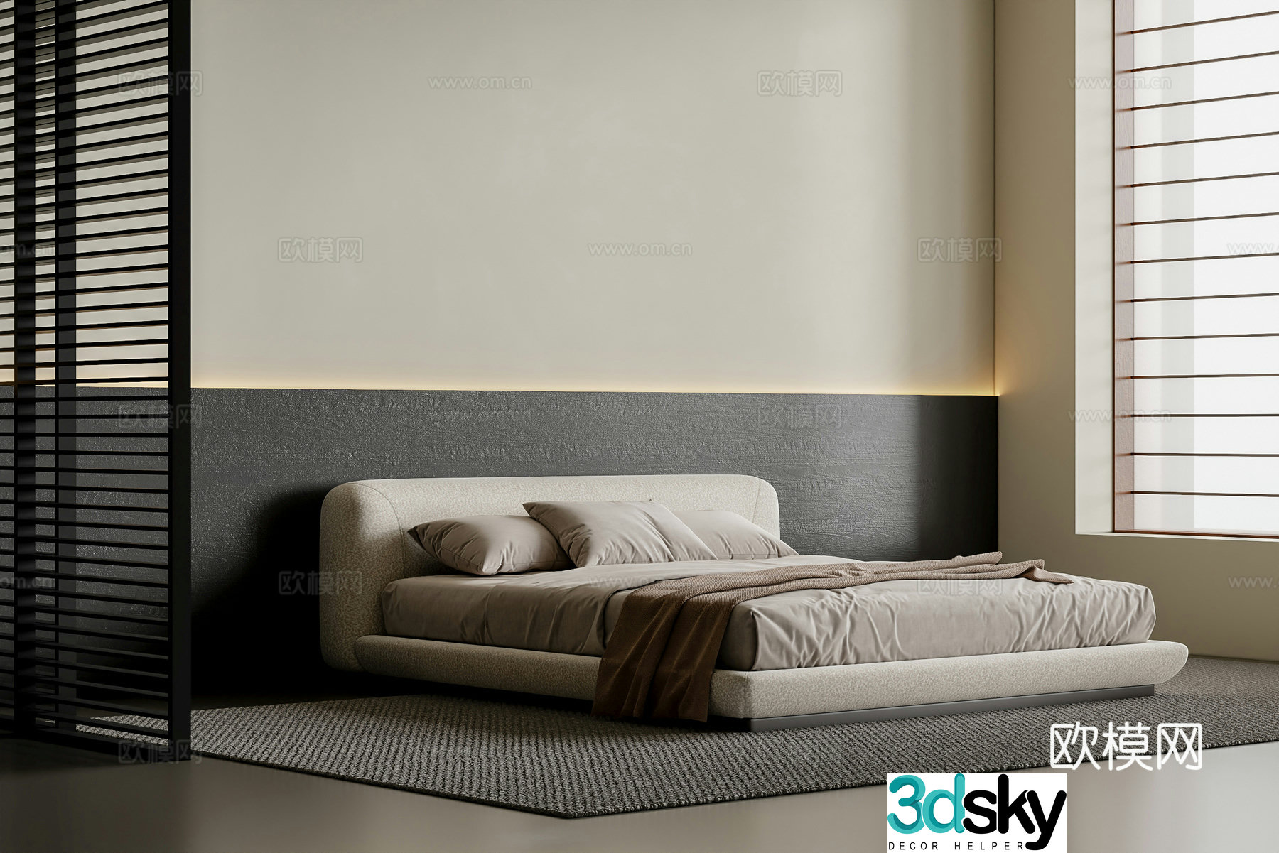 Modern double bed 3d model