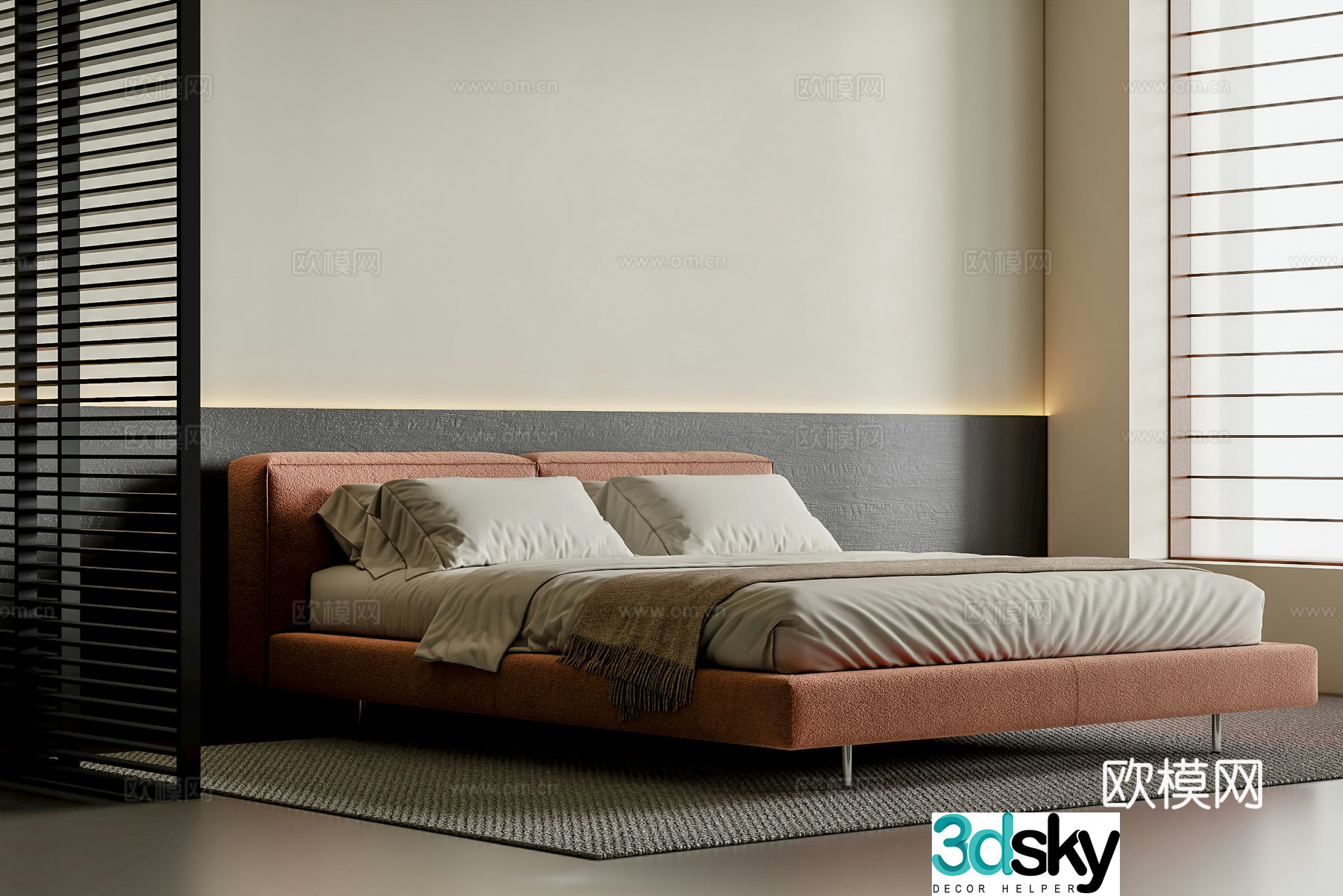 Modern double bed 3d model