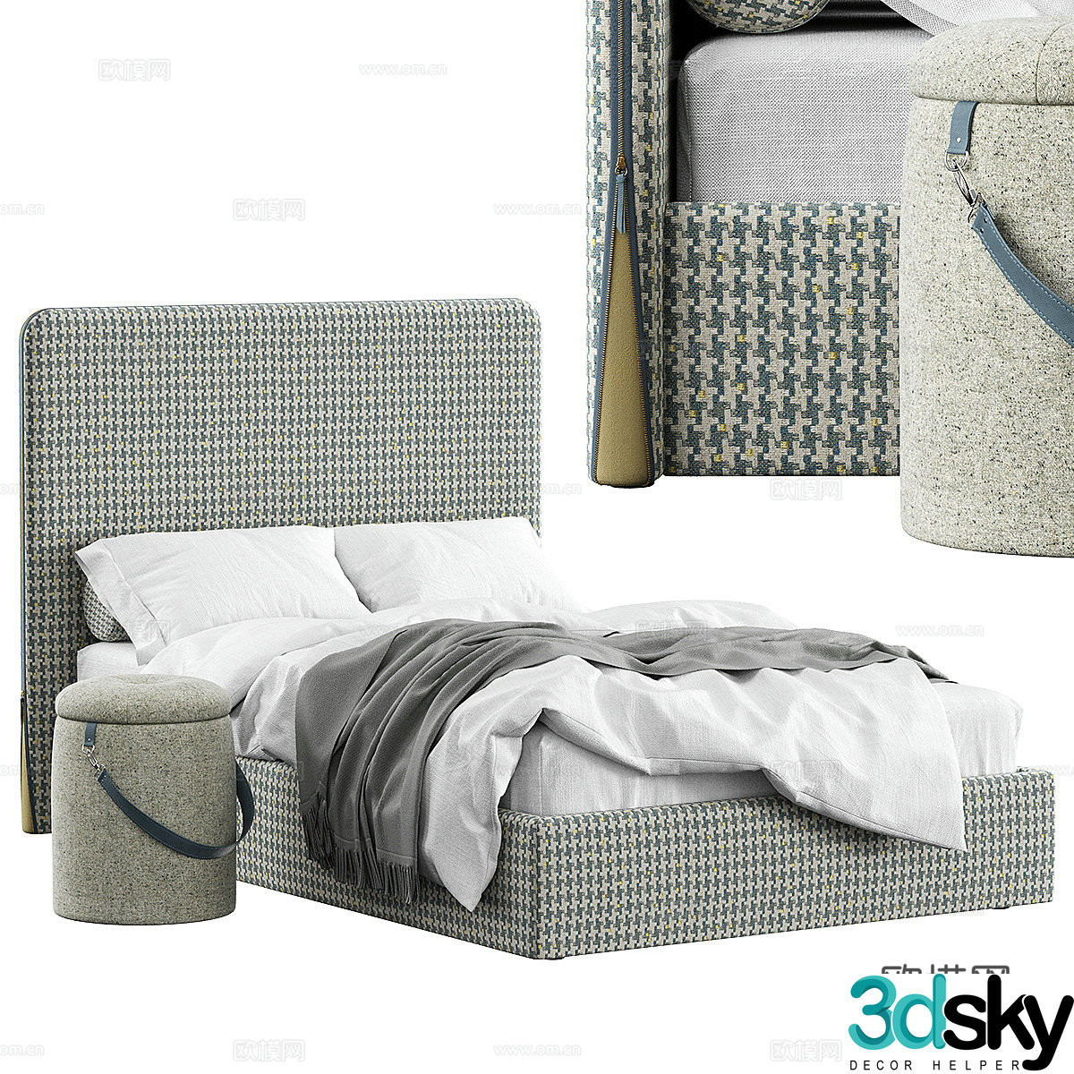 Modern fabric children’s bed 3D model