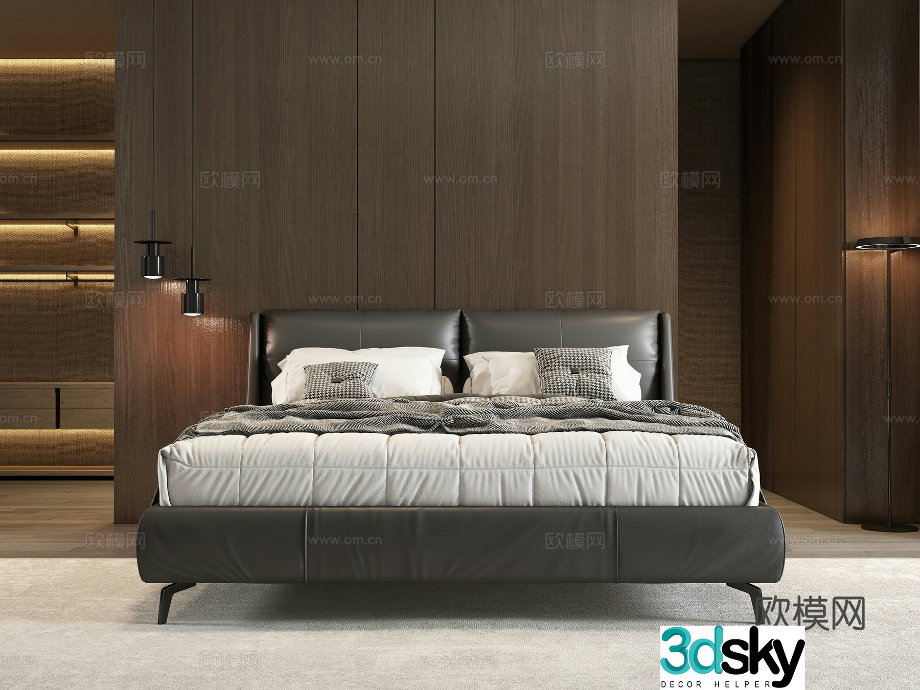 Modern double bed 3d model