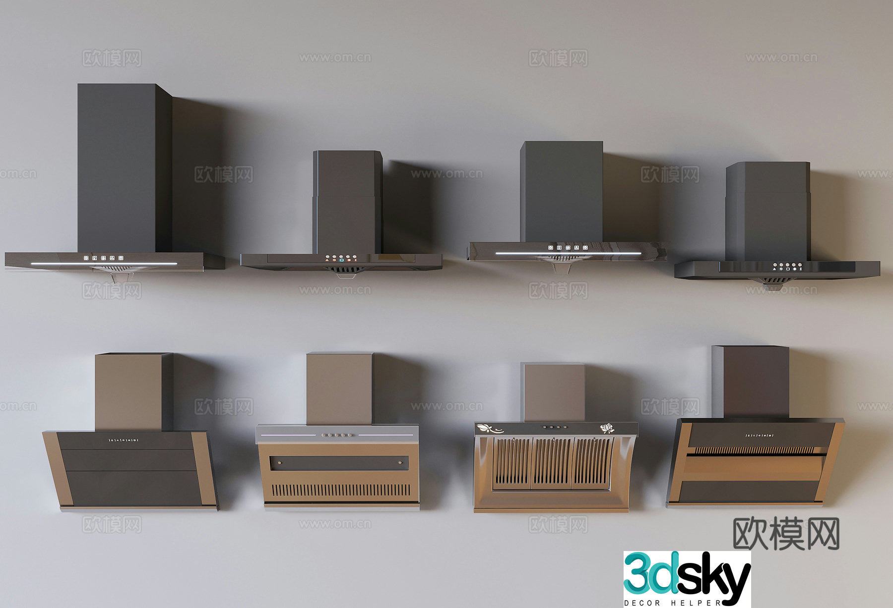 Range hood kitchen appliance 3d model