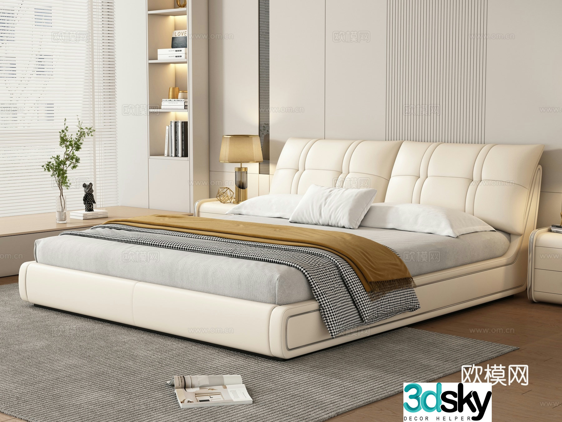 Modern double bed 3d model
