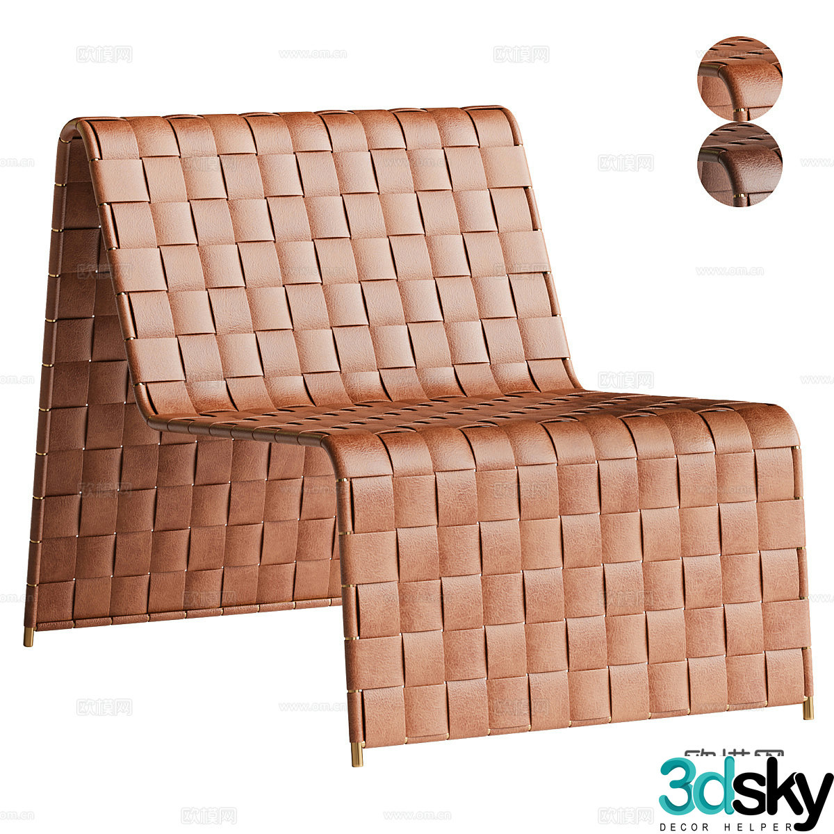Modern Italian leather lounge chair 3d model