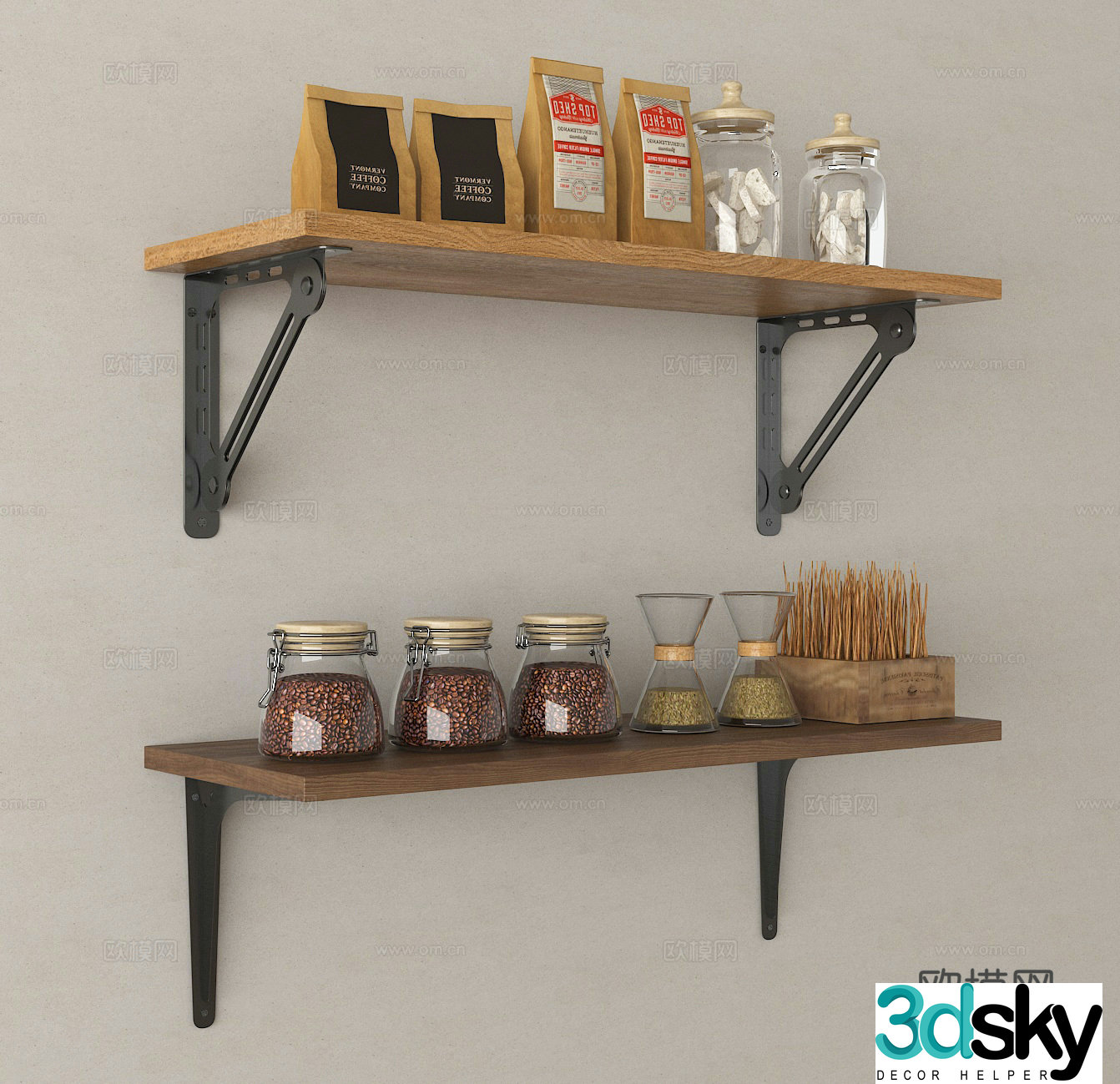 Kitchen wall cabinet storage rack seasoning rack seasoning can 3D model