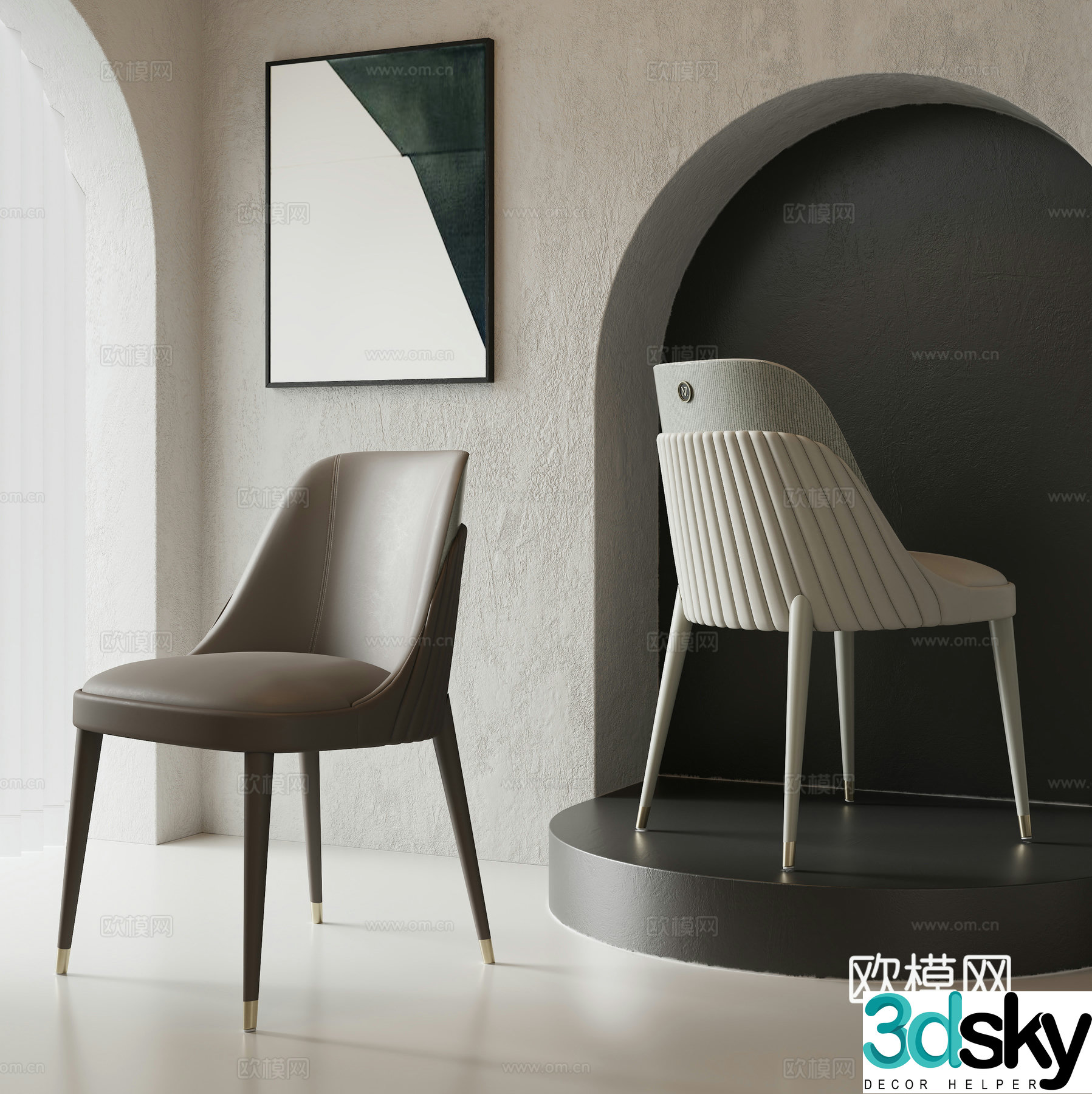 Modern light luxury single chair 3d model