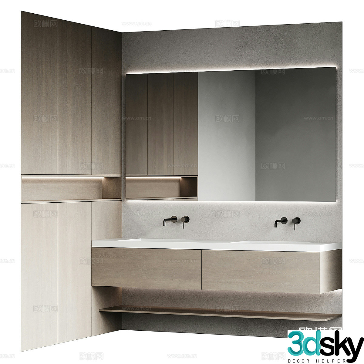 Modern minimalist bathroom cabinet 3d model