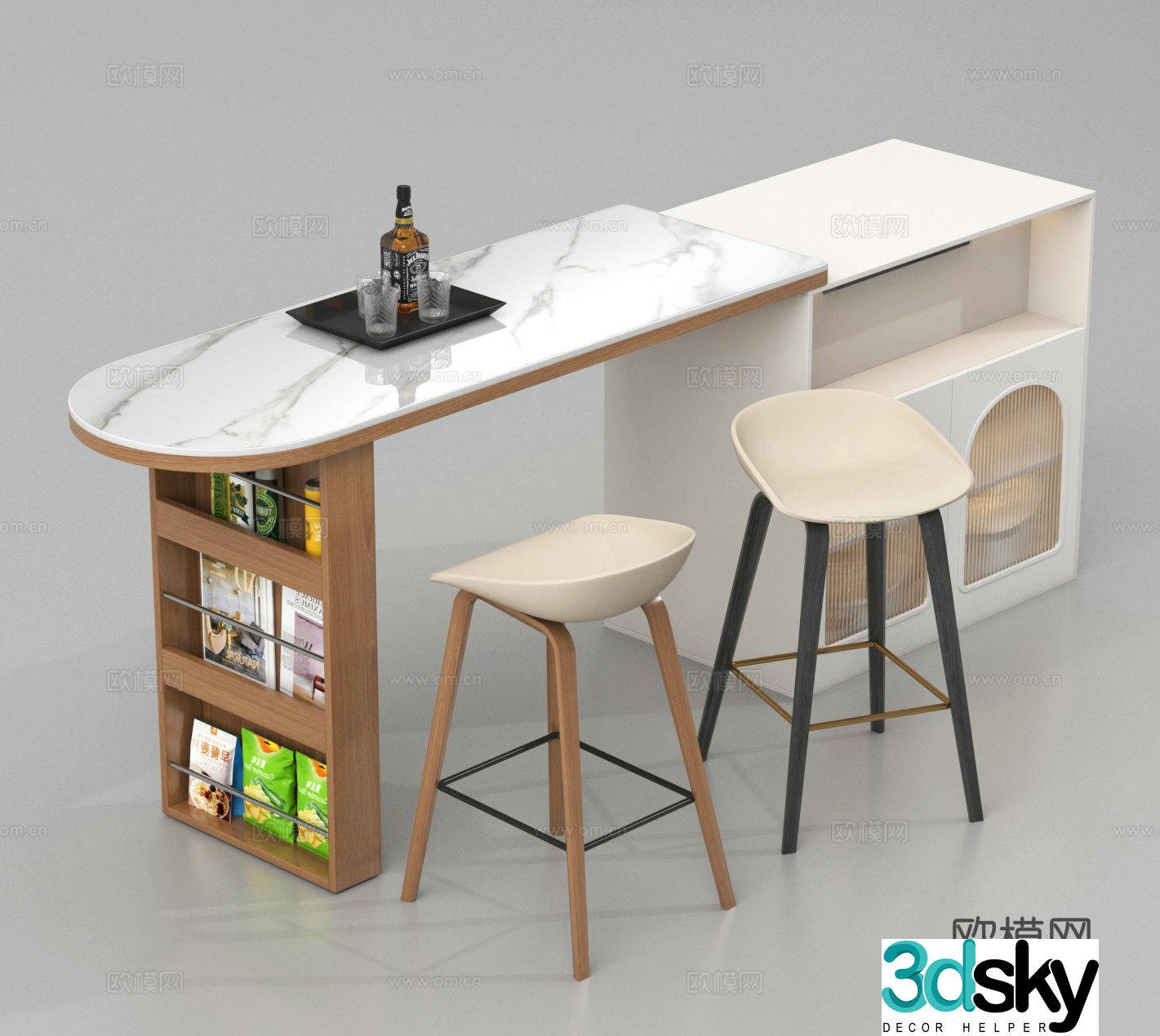 Island Bar Bar Chair High Chair Bar Table Chair 3D Model