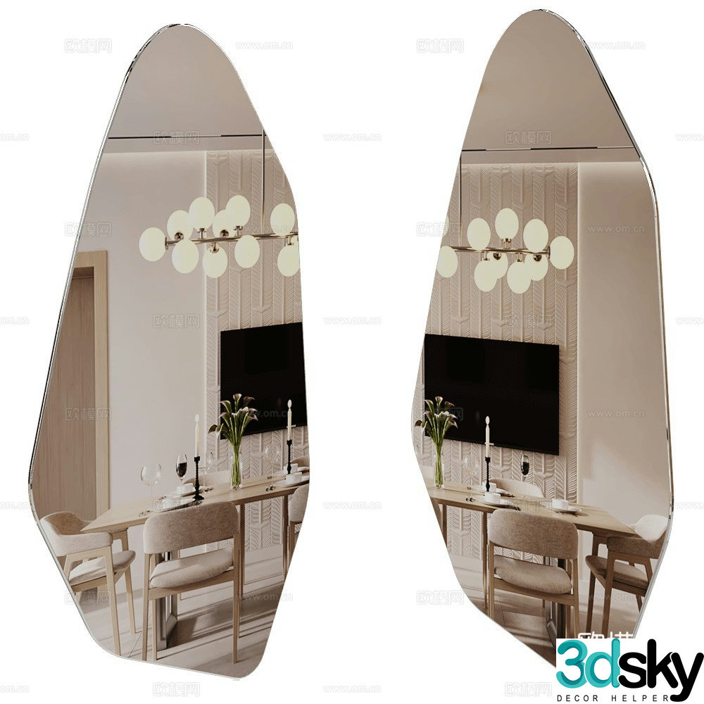 Almaz Lux Modern Mirror Special-shaped Mirror Decorative Mirror Bathroom Mirror Makeup 3D Model