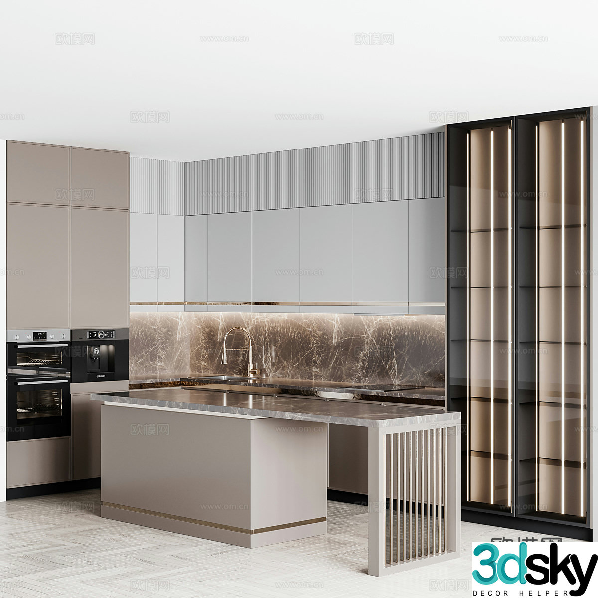Modern light luxury minimalist cabinet 3D model