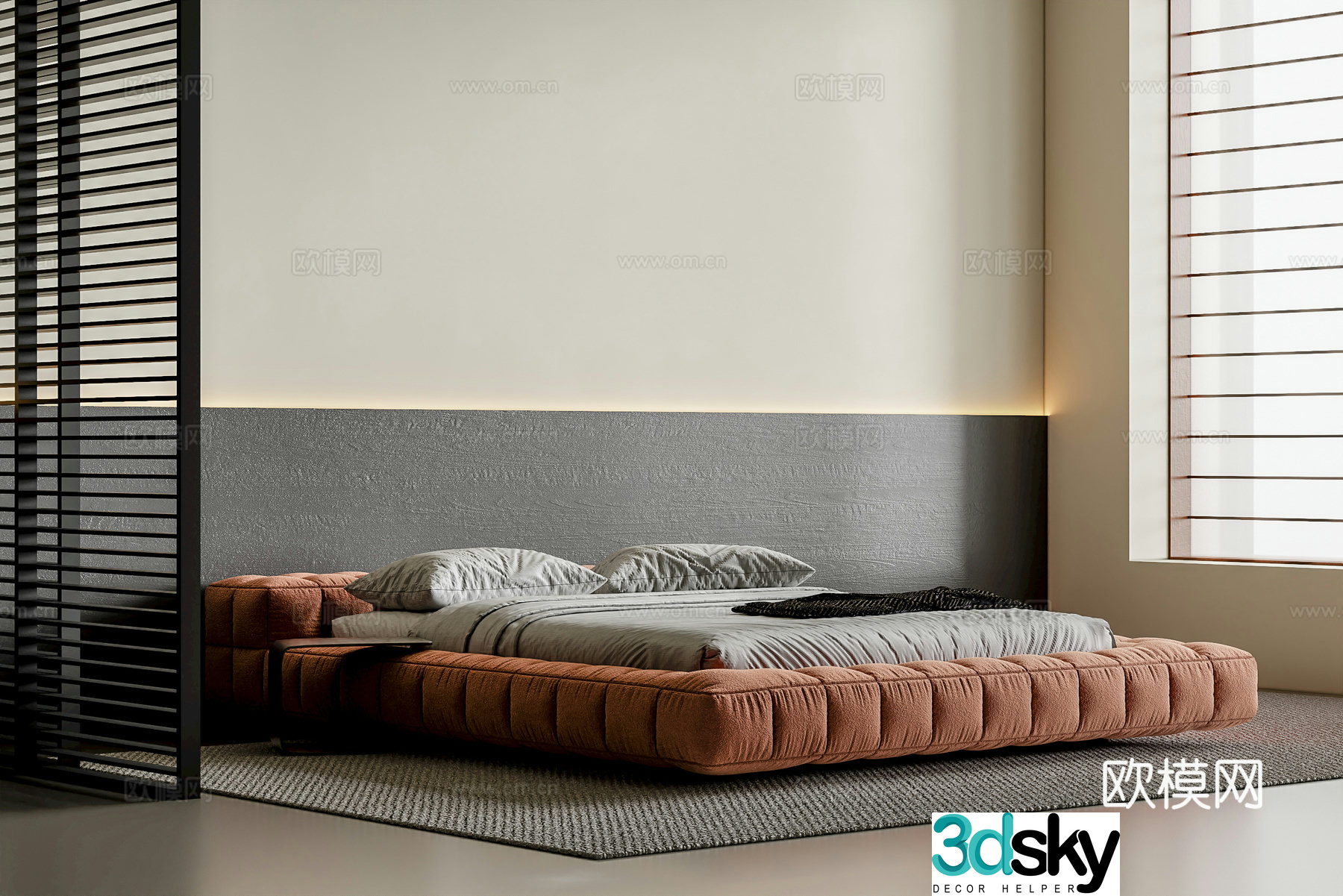 Modern double bed 3d model