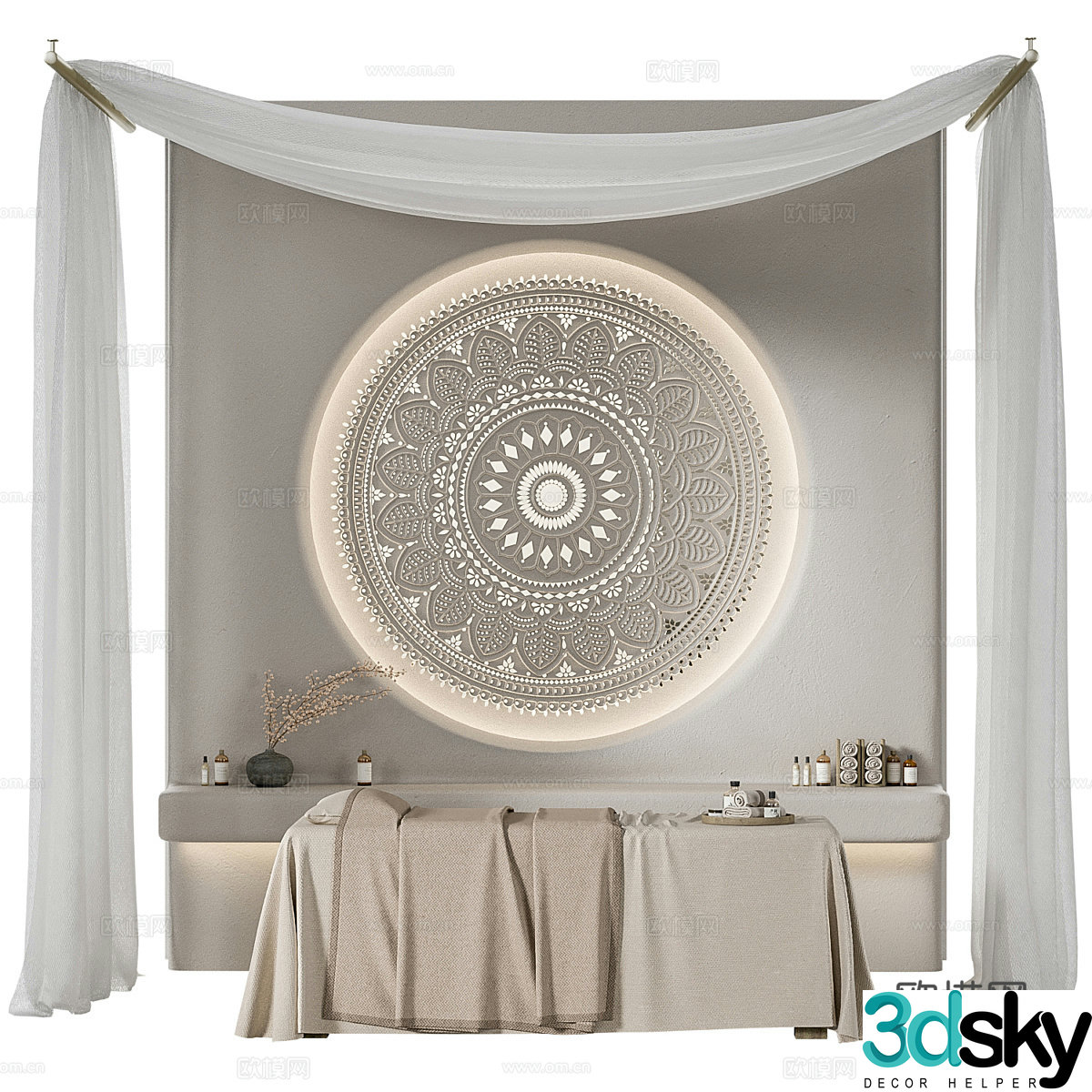 Modern Wasabi Hydrotherapy Massage Room 3D Model