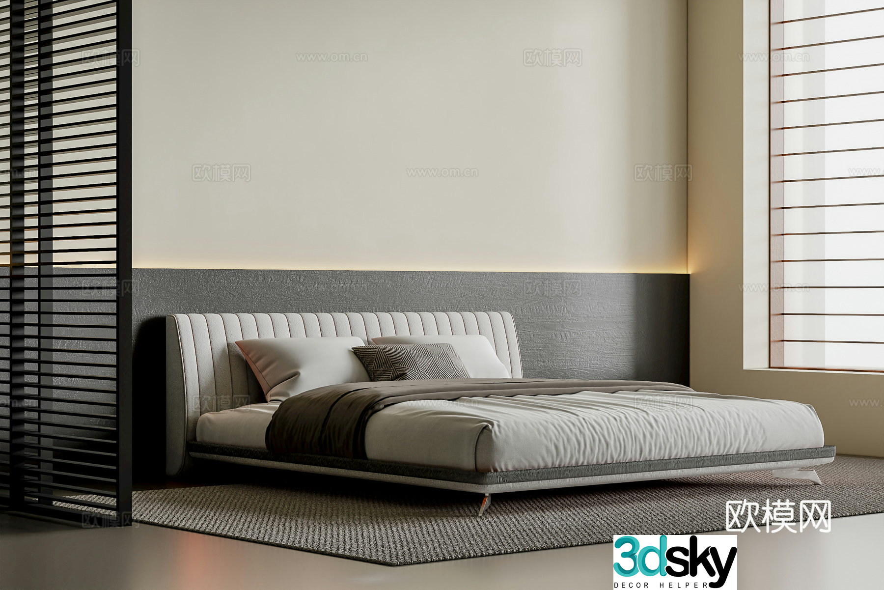 Modern double bed 3d model