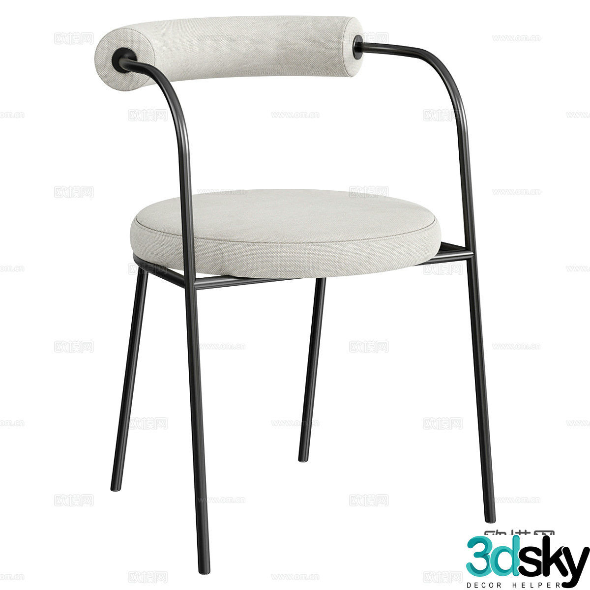Modern minimalist stainless steel dining chair 3d model