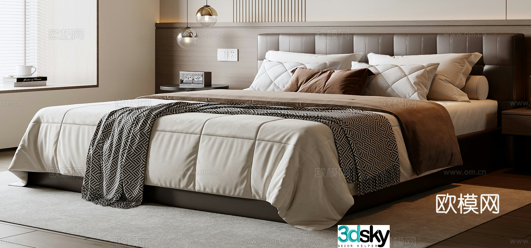 Italian double bed 3d model