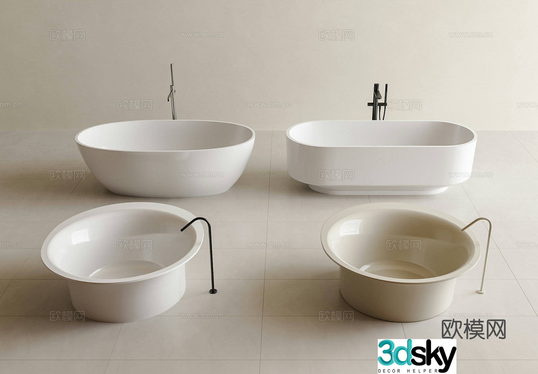 Bathtub Integrated Bathtub Bathtub faucet Jacuzzi Hotel Bathtub Modern Bathtub 3D Model