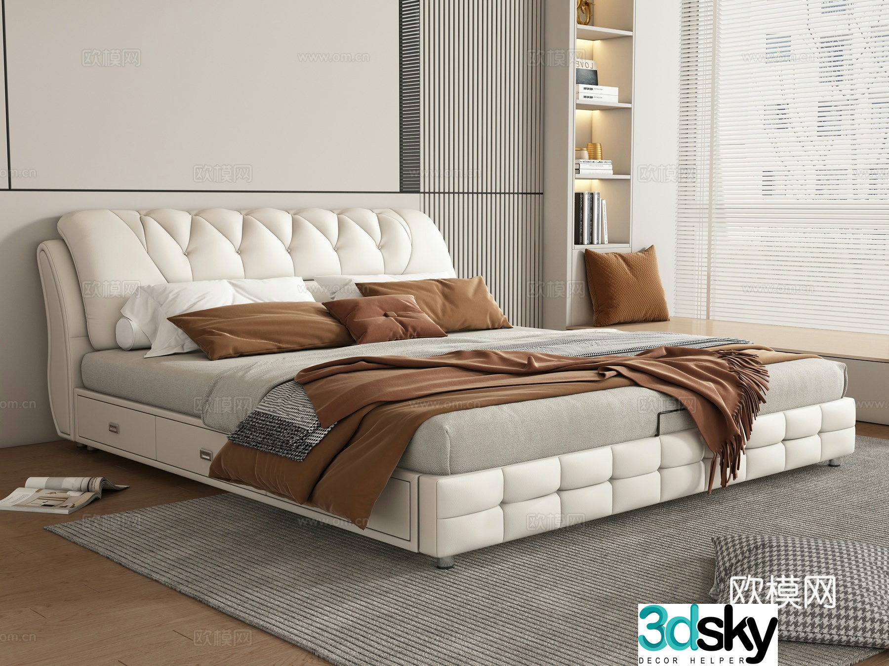 Modern double bed 3d model