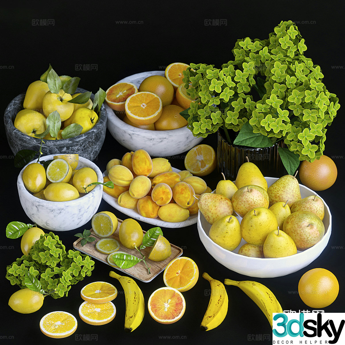Fruit Fruit Plate Yellow Fruit 3D Model