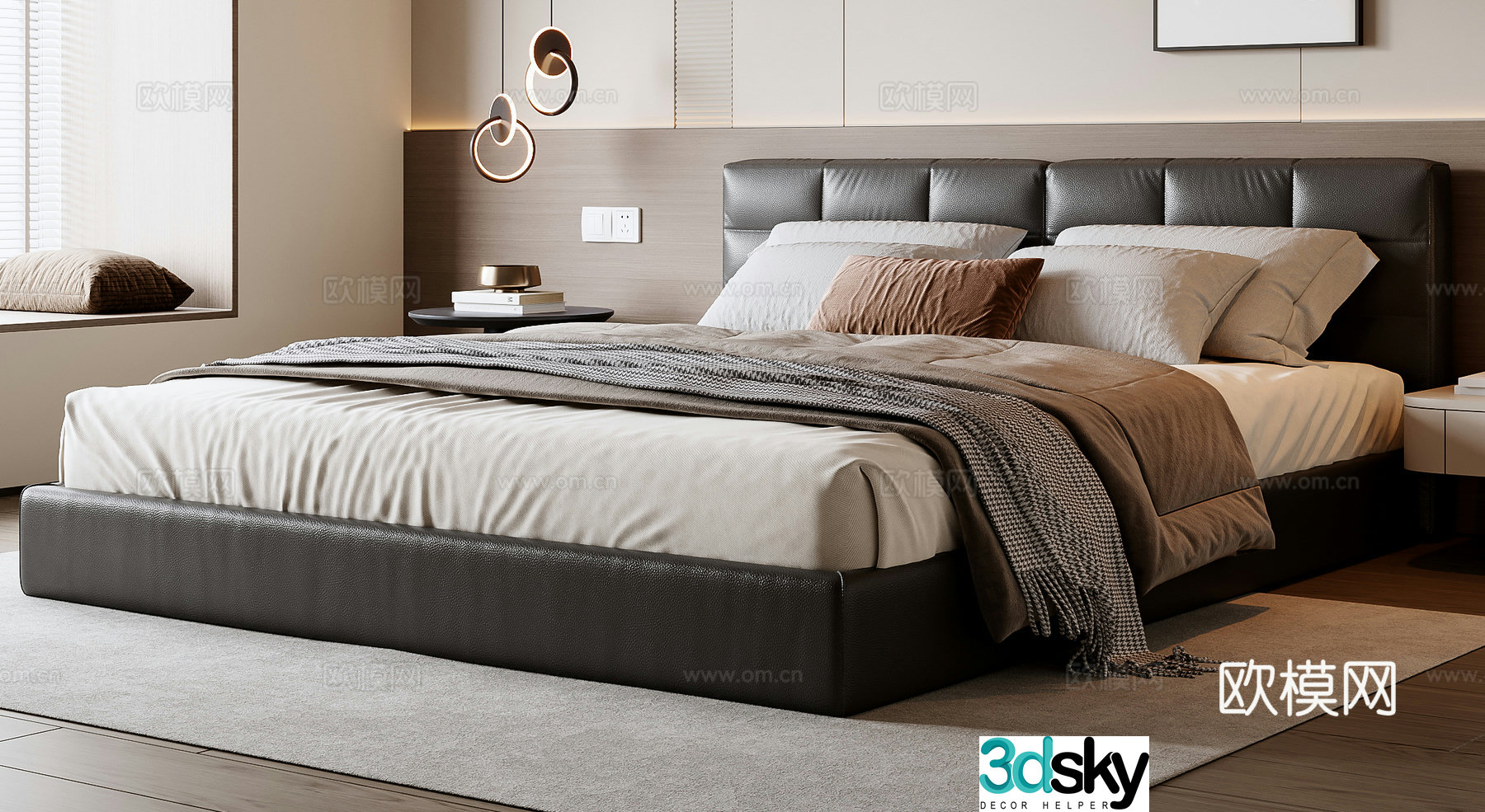 Italian double bed 3d model