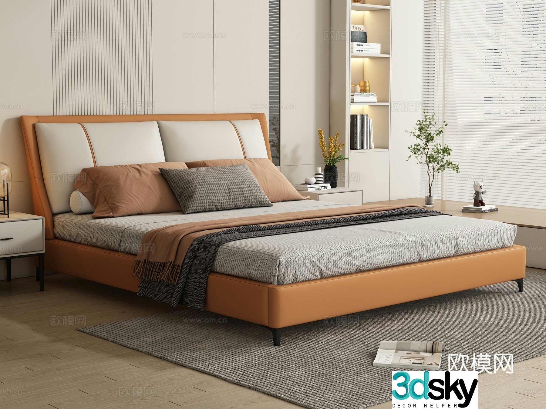 Modern double bed 3d model