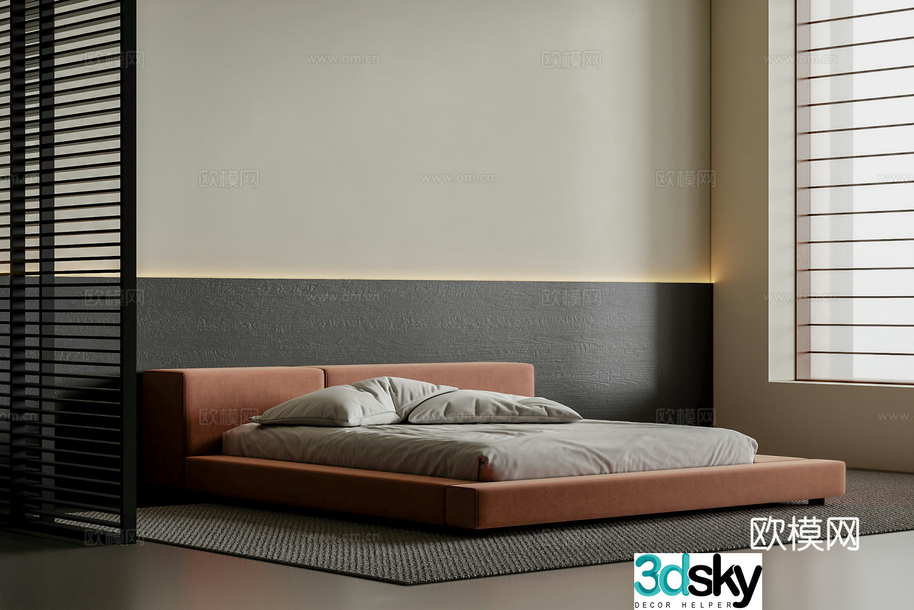 Modern double bed 3d model