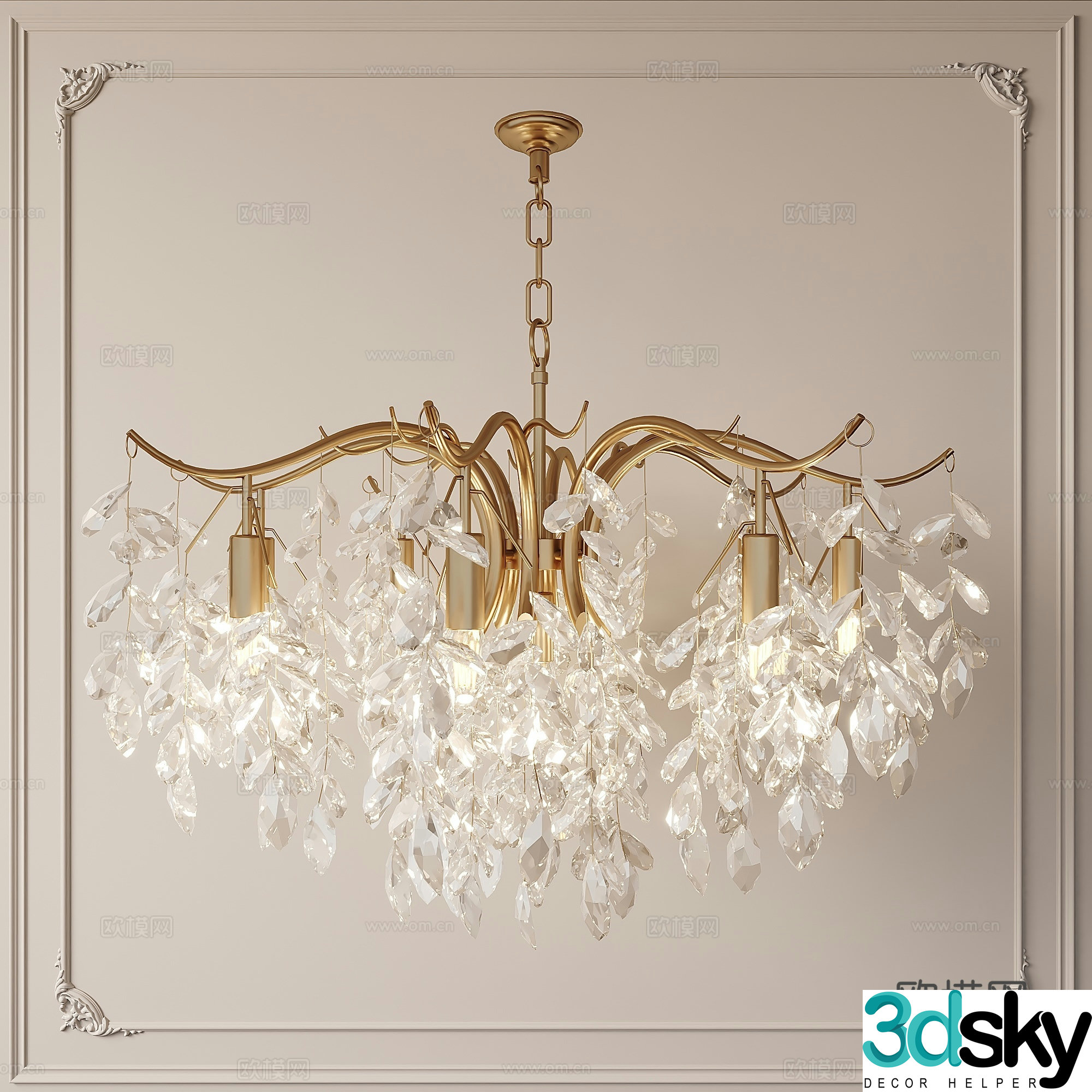French crystal chandelier 3d model