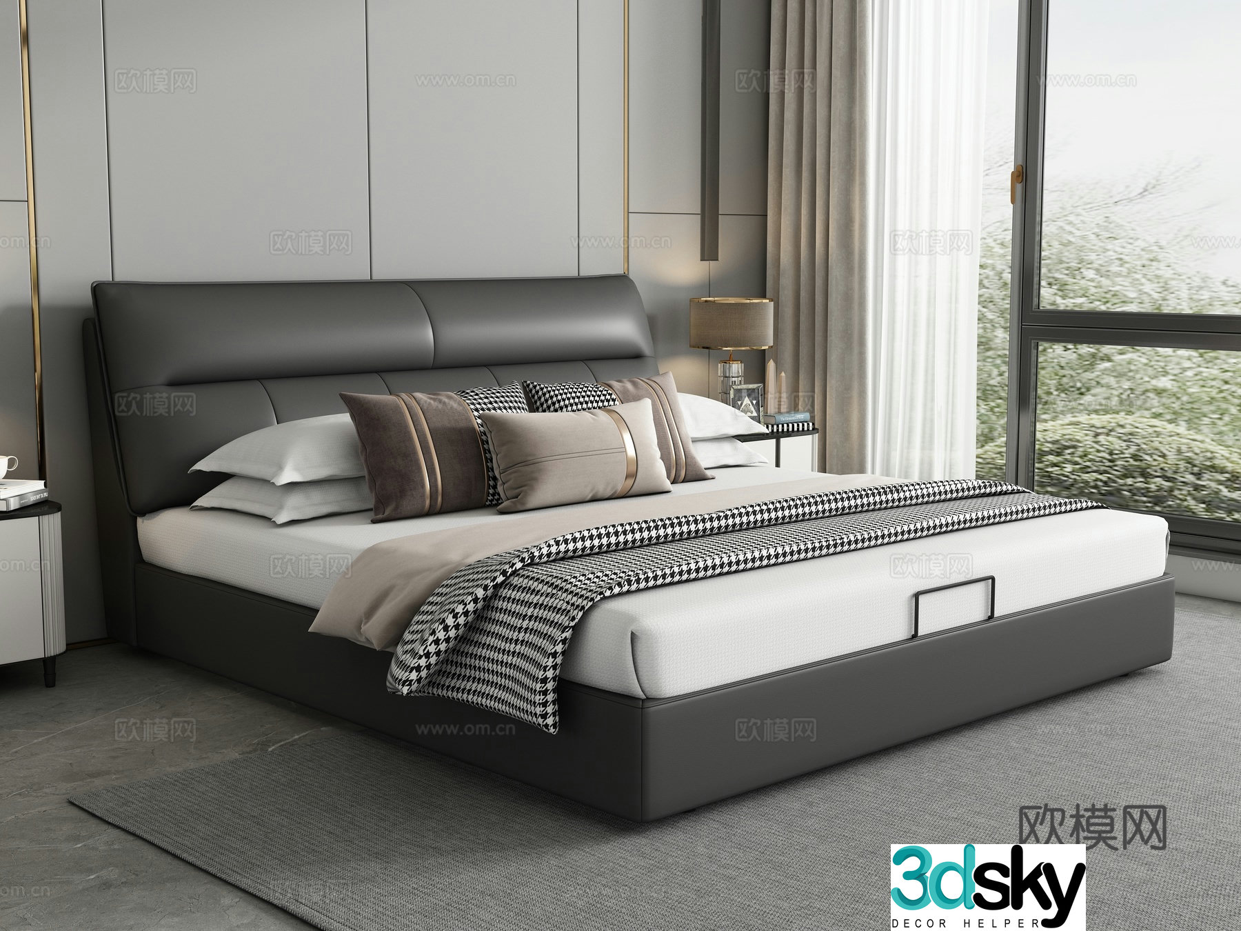 Modern double bed 3d model