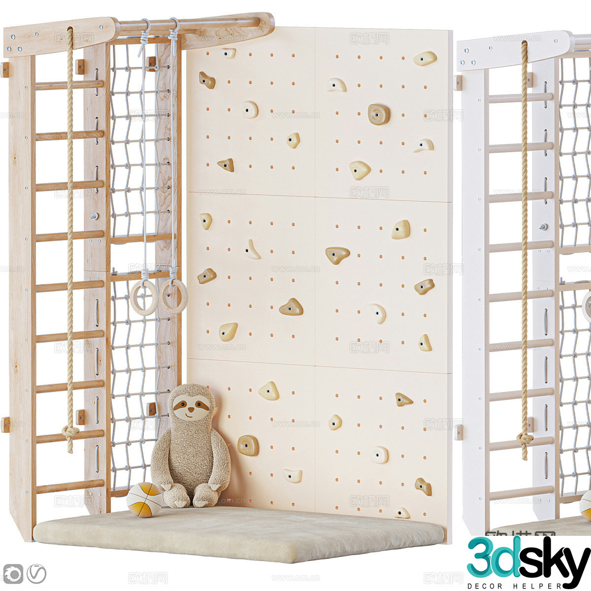 Modern children's play equipment rock climbing wall playground 3d model