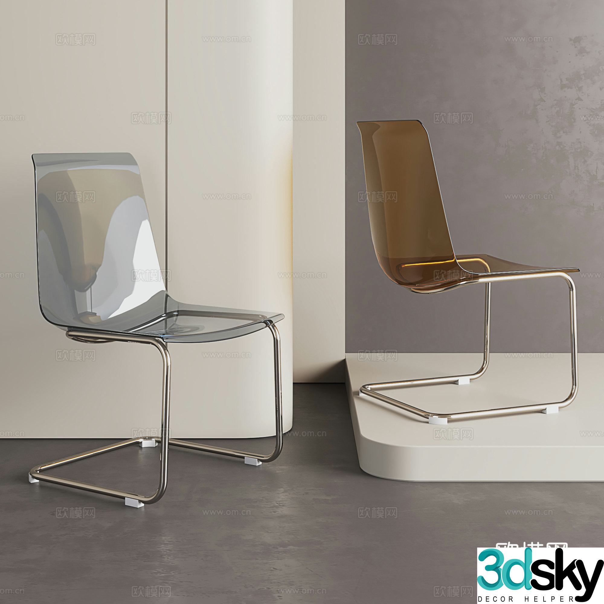 Modern acrylic chair Modern single chair Transparent chair Simple dining chair 3d model
