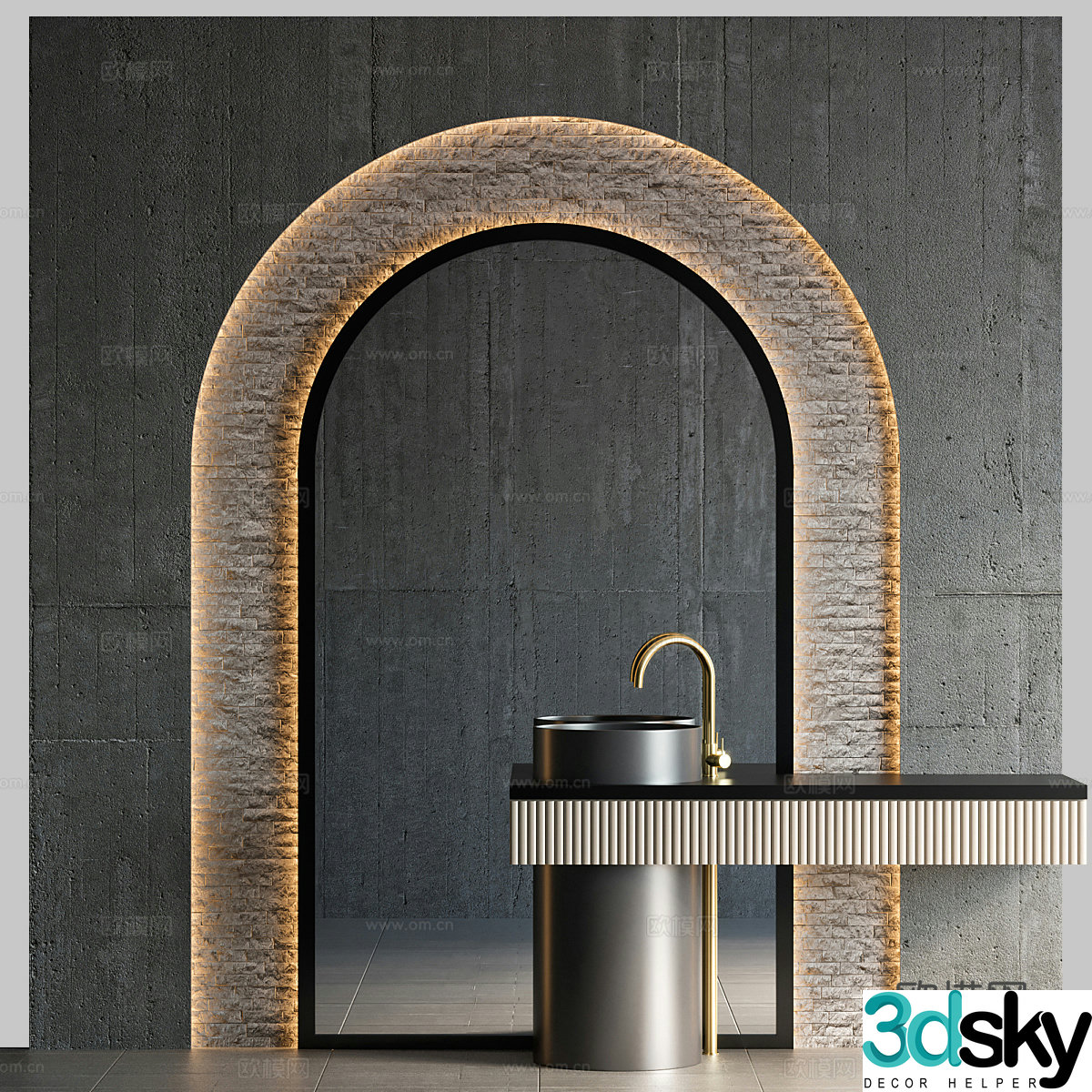 New Chinese light luxury sink 3D model