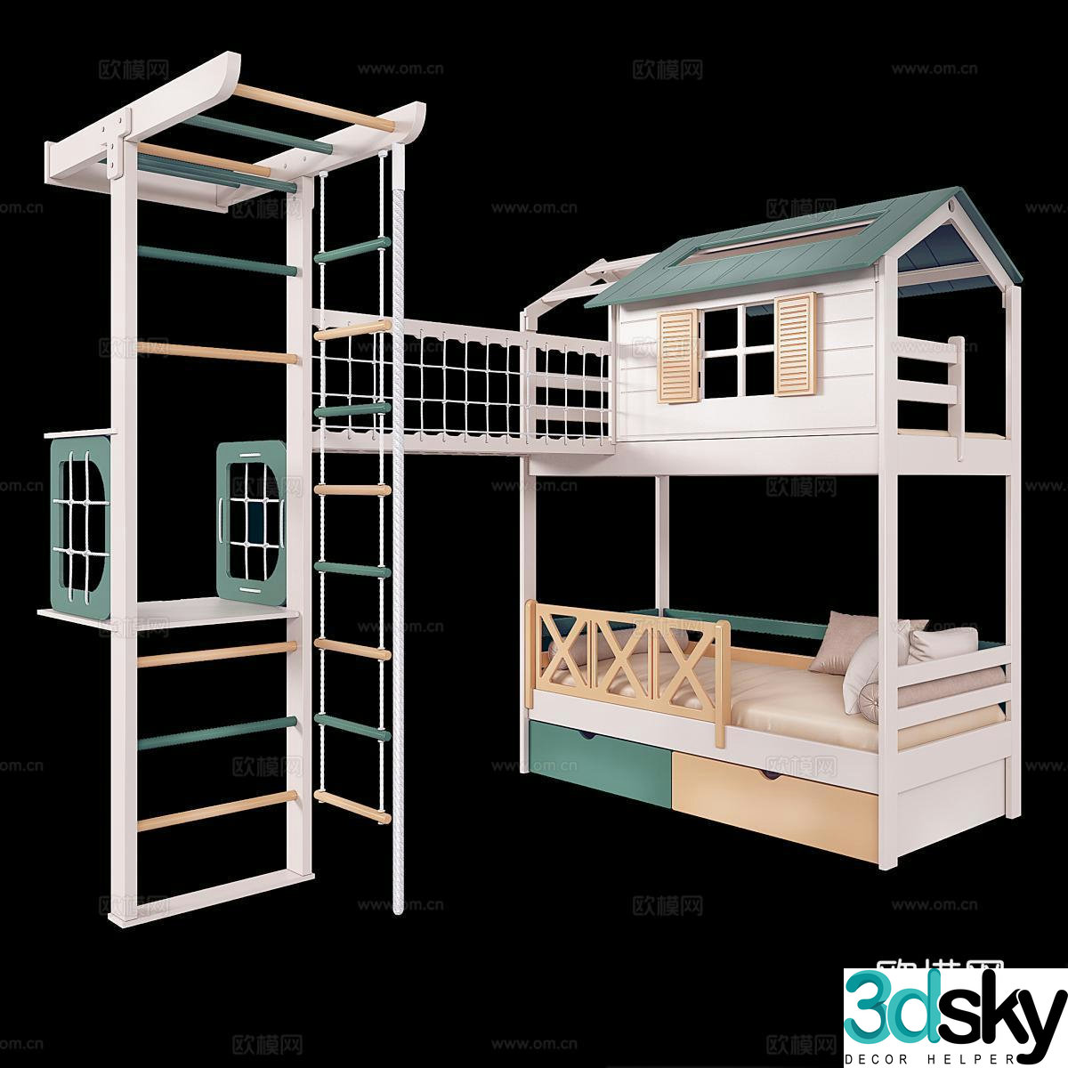 Modern children’s bed Nordic children’s bed Go up and down Children’s ladder 3D model