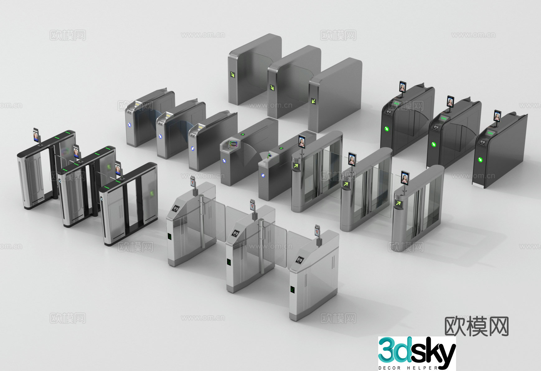 Security gate, access control machine, ticket gate, swing gate 3D model