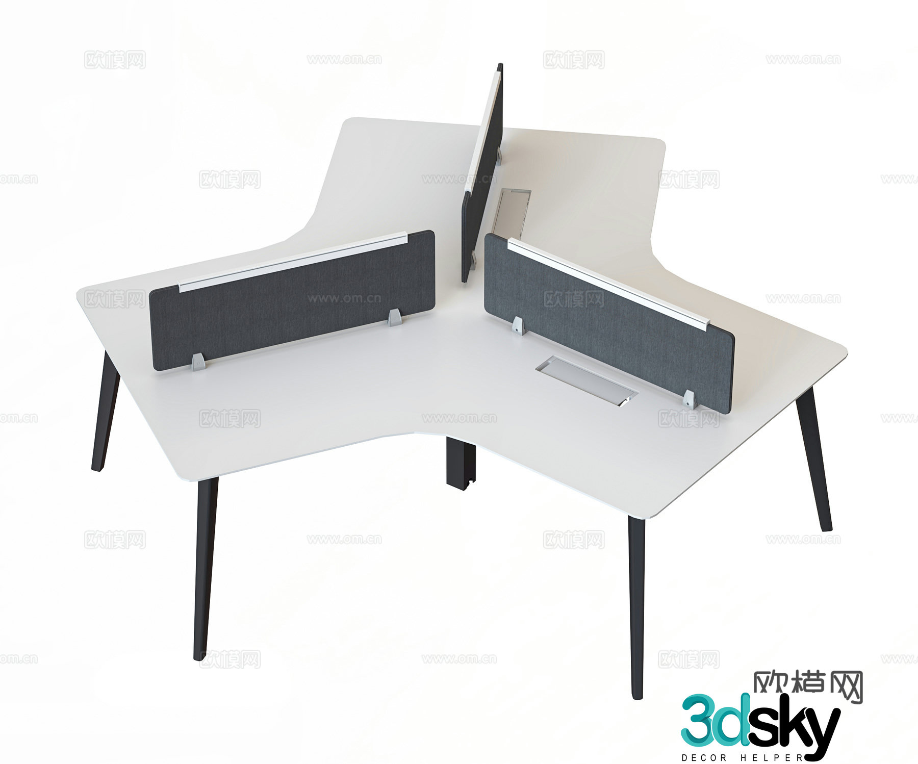 Modern office desk staff desk staff position screen card Y-shaped work station office desk station 3d model