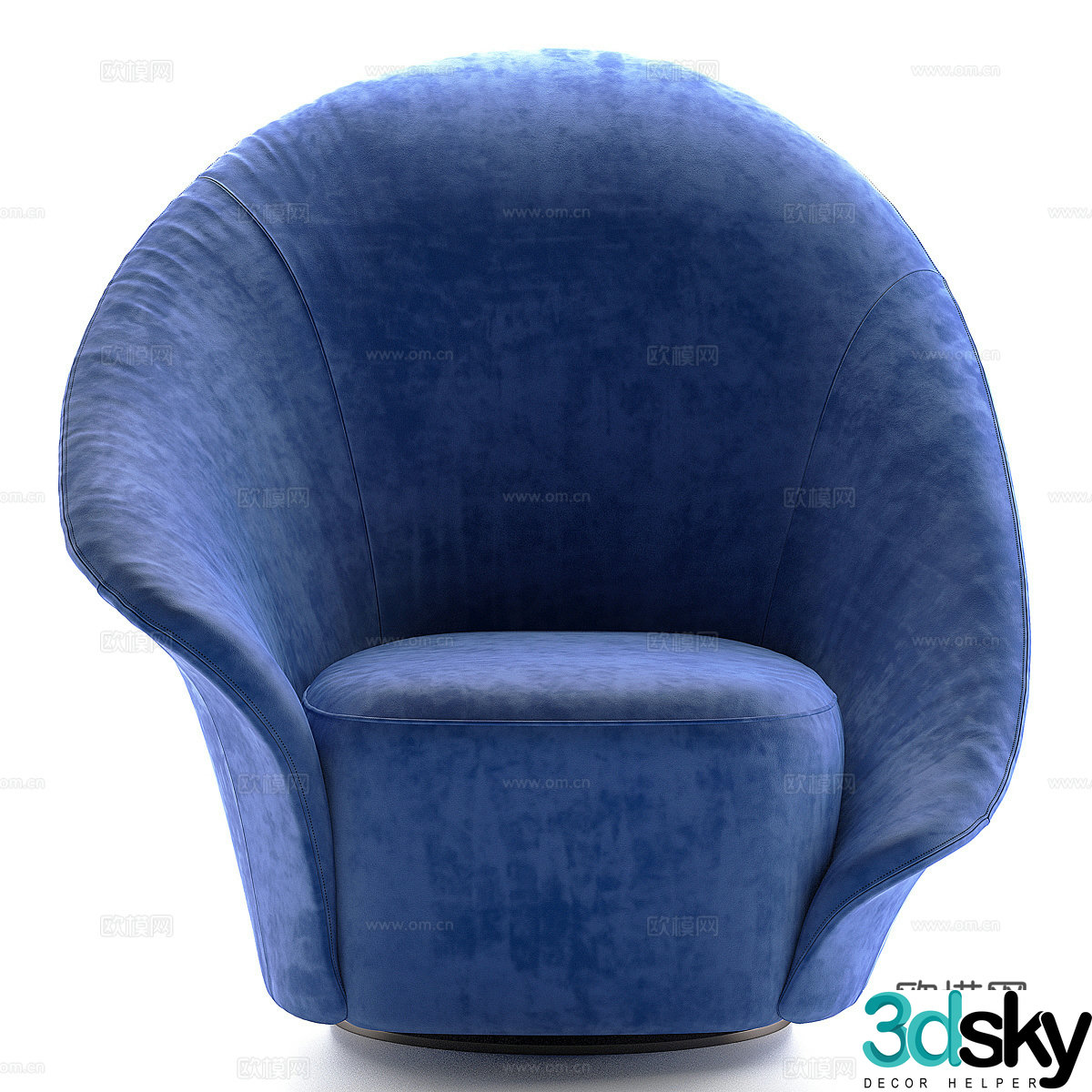 Modern Italian light luxury fabric sofa chair 3D model