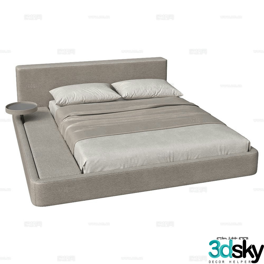 WOO Modern minimalist double bed Fabric double bed Wasabi style double bed Simple double bed 3D model