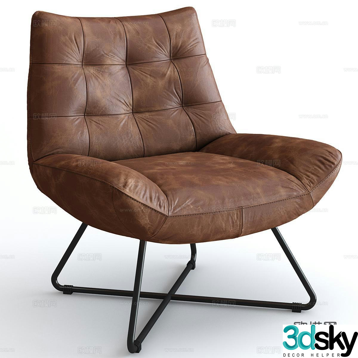 Aubrey modern lounge chair leather lounge chair American lounge chair 3d model